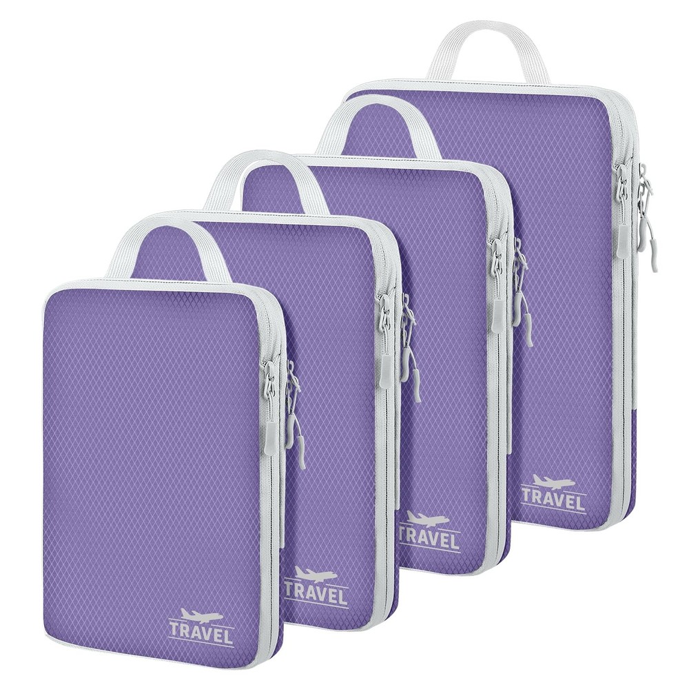 4 Set Compression Packing Cubes, Suitcase Organizer, Lightweight Travel Essen...