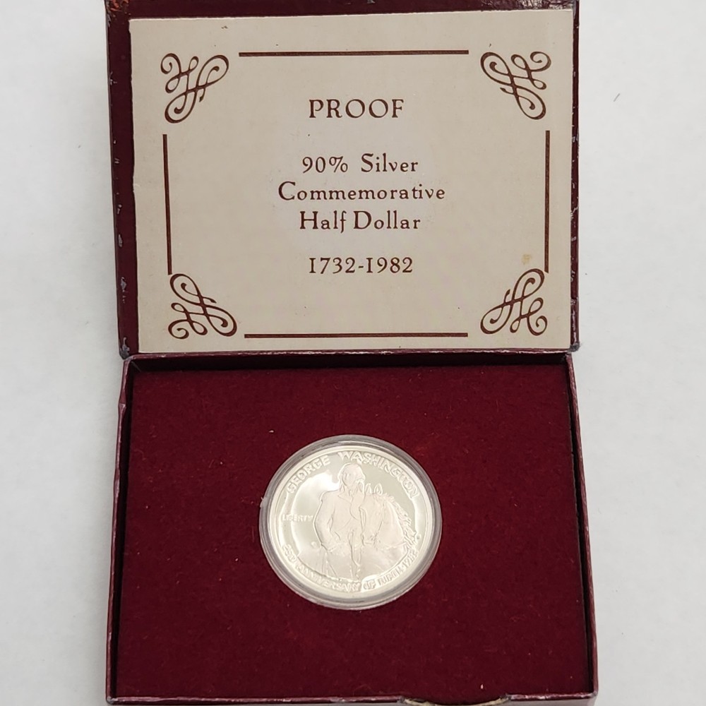 1982-S George Washington Proof Silver Commemorative Half Dollar With Box