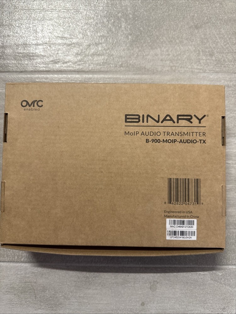 Binary B-900-MOIP-AUDIO-TX MoIP Audio Transmitter Media Over IP Black RJ45