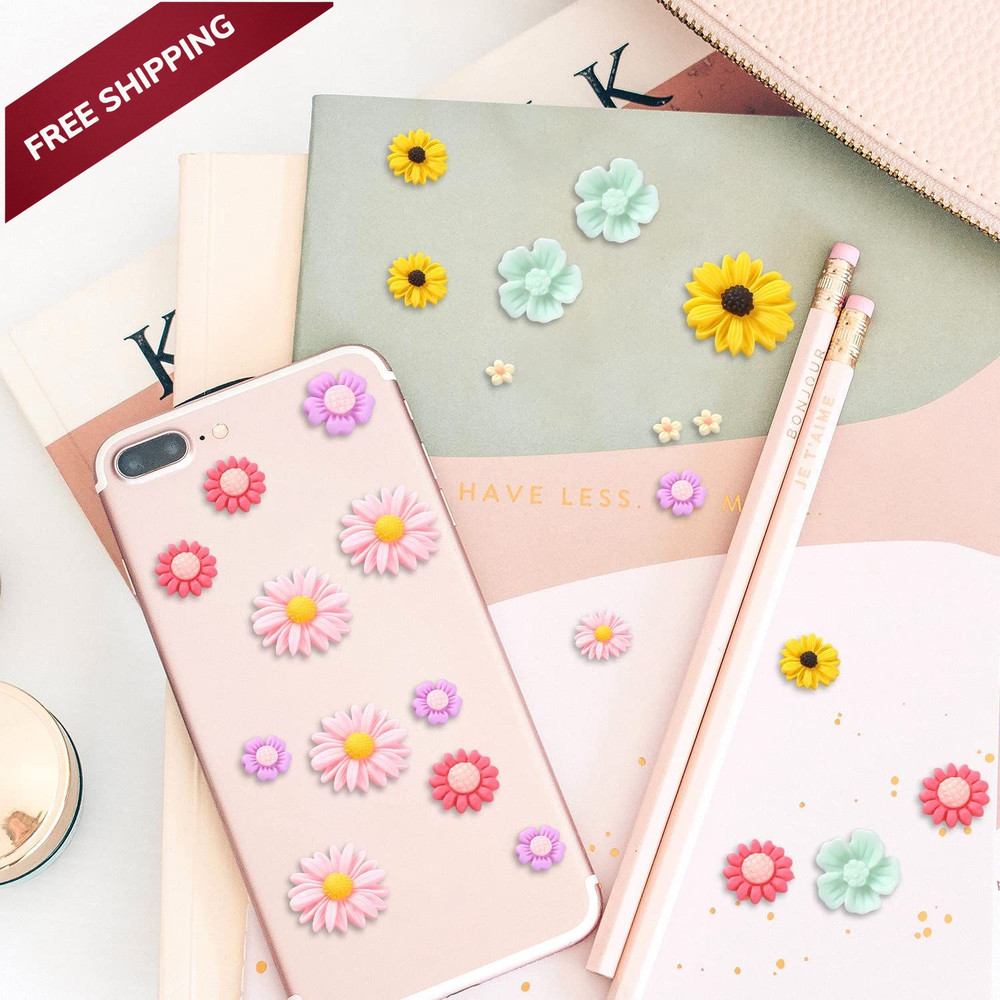 DIY Flower Resin Charms,80Pcs Daisy Flatback Small, Multicolor
