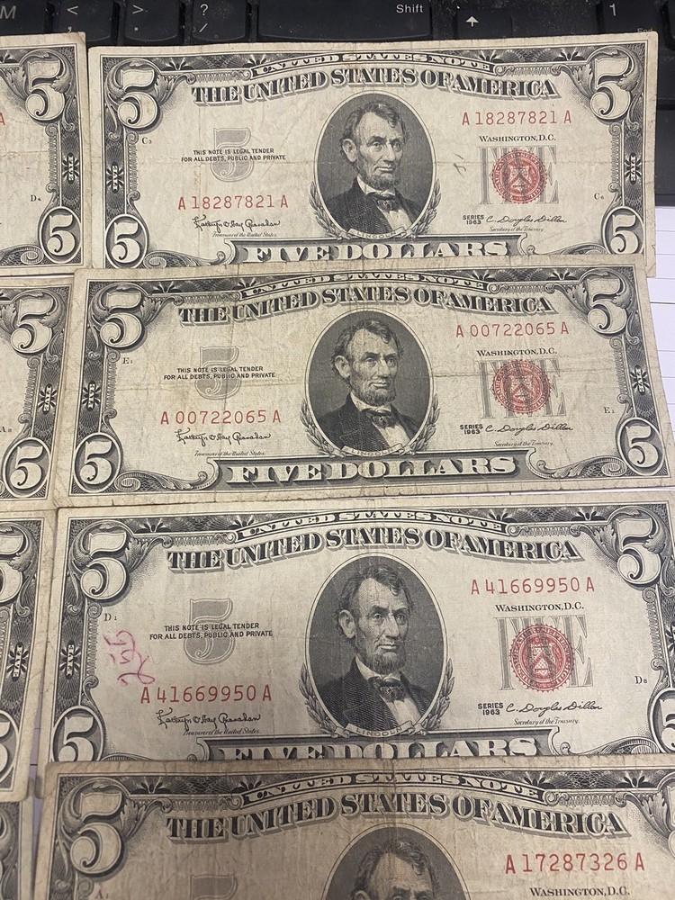 10pcs $5 Red Seal United States Notes****