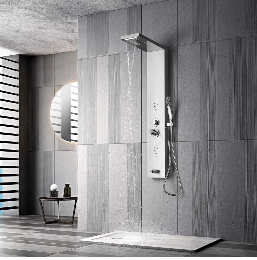 Adbatnos Shower Panel Multifunctional Shower Panel System Shower Tower, Rainfall