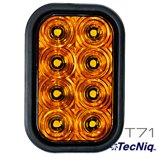 TecNiq 2pk Amber 4" Rectangular Flashing Strobe Warning Grommet Mount LED Lights