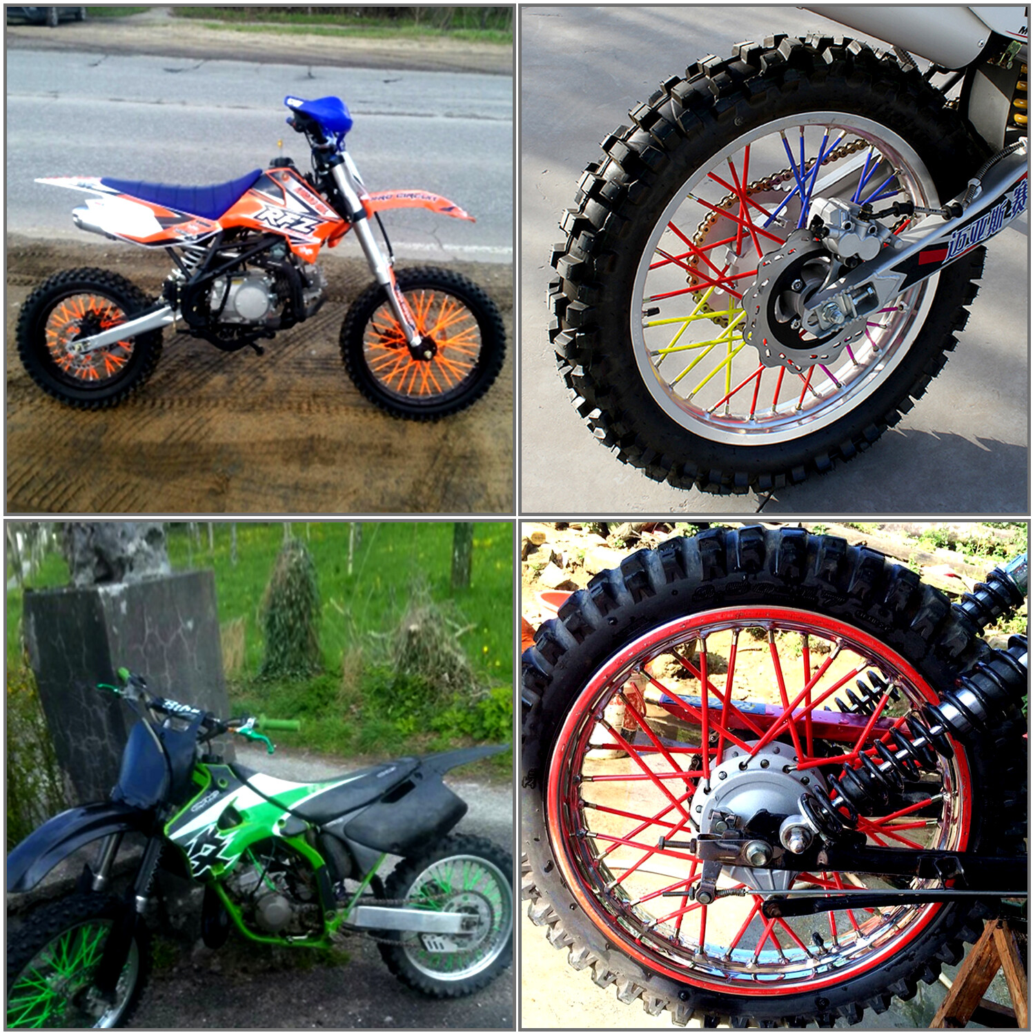 72PCS Motorcycle Dirt Bike Spoke Skins Covers Wraps Wheel Rim Guard Protector US