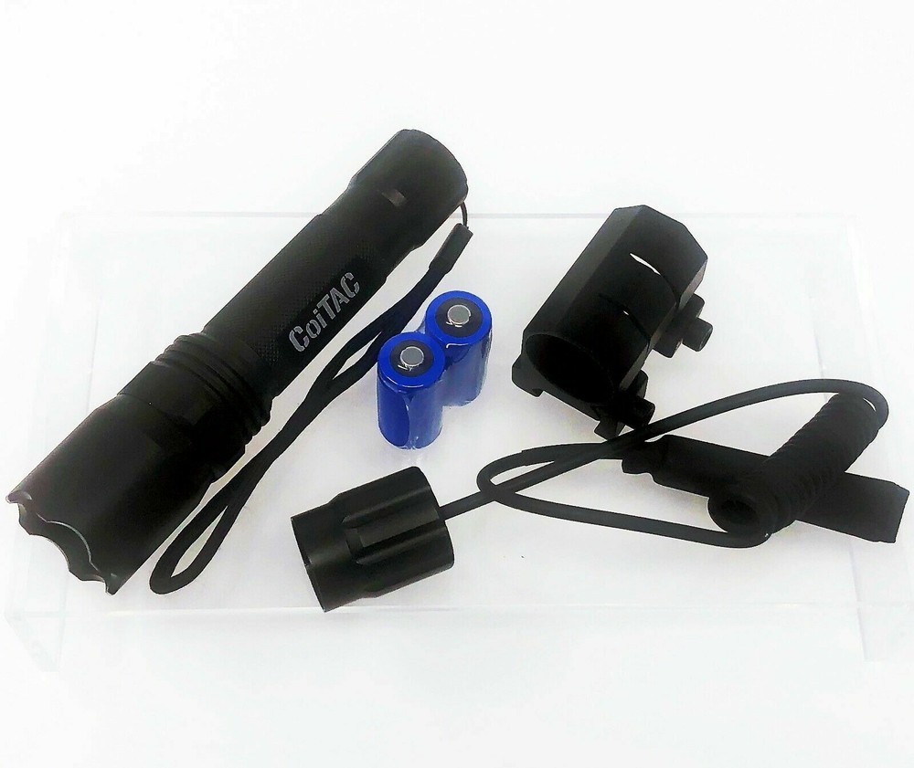 Tactical Rifle Flashlight W/Mount & Wire Pressure Switch & Strobe 180 Lumens