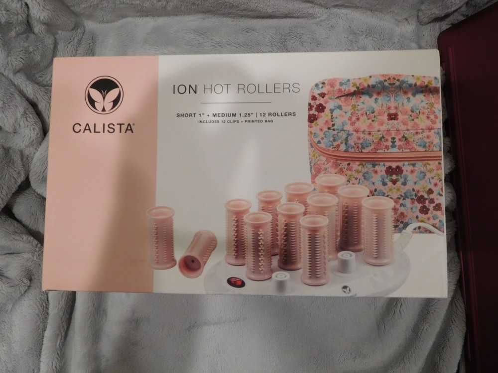 CALISTA Ion Hot Rollers - 12 Rollers & Clips -Short Medium - Printed Bag   NEW
