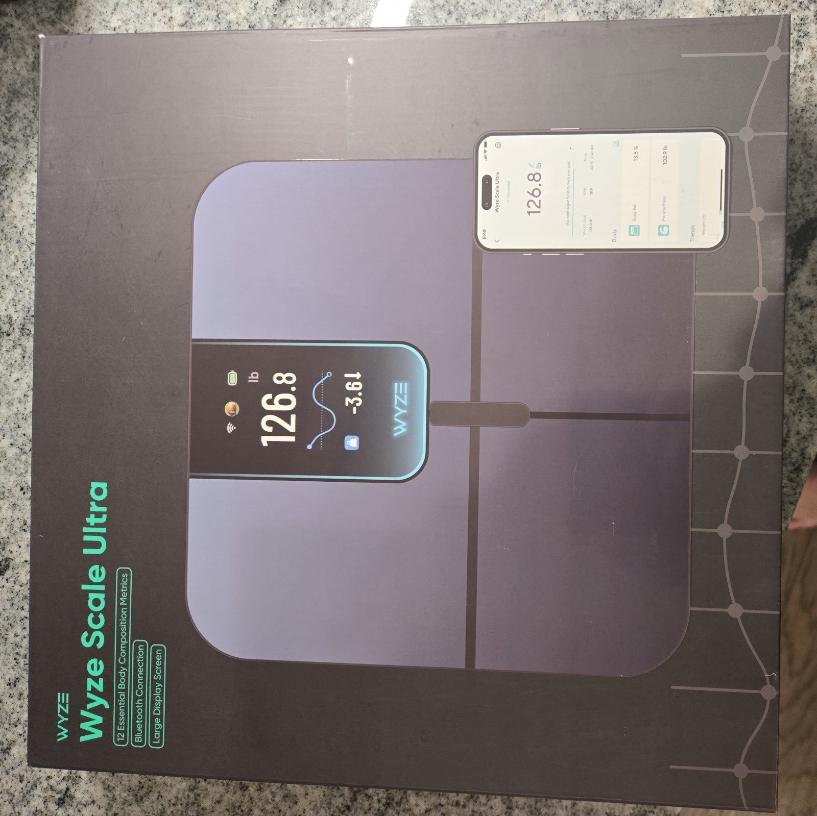 Wyze Scale Ultra Smart Scale - Black, 4.3" Color Display, Wi-Fi + Bluetooth/ New