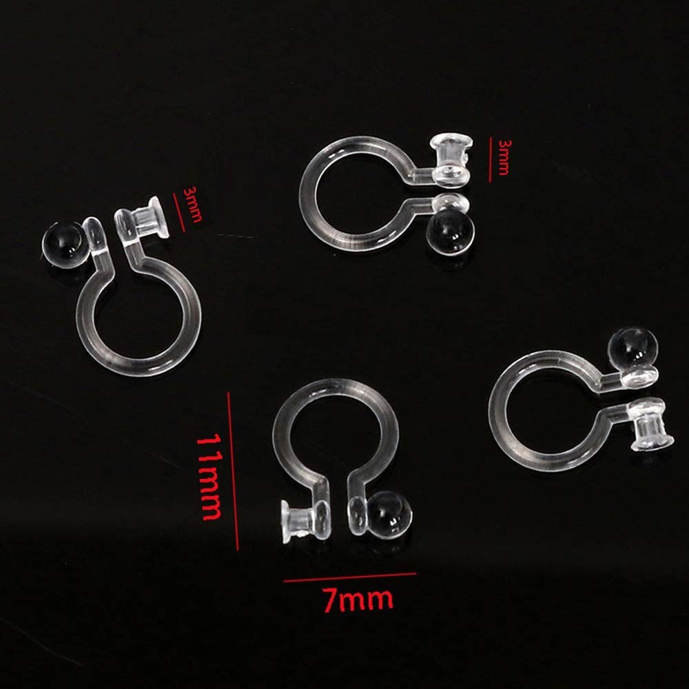 50 Pcs Clear Plastic Clip-on Earring Base Plastic Clear Tiny Stud to Clip on ...
