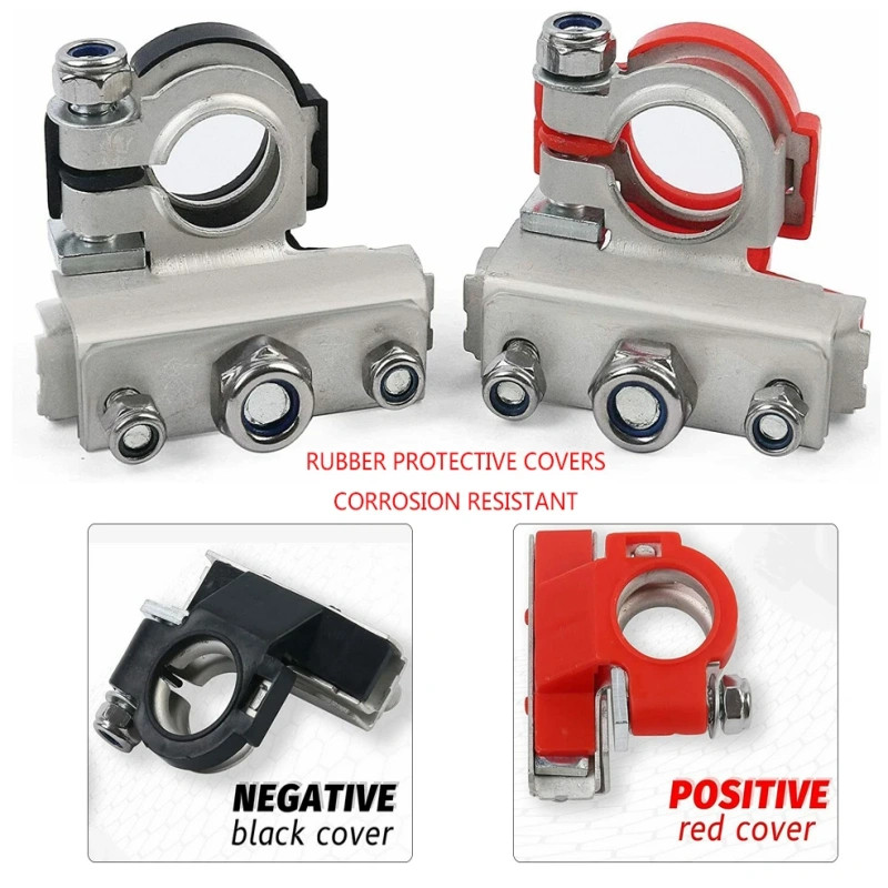 2PCS Battery Terminal Connectors Top Post Battery Wire Cable Terminals Clamp Set