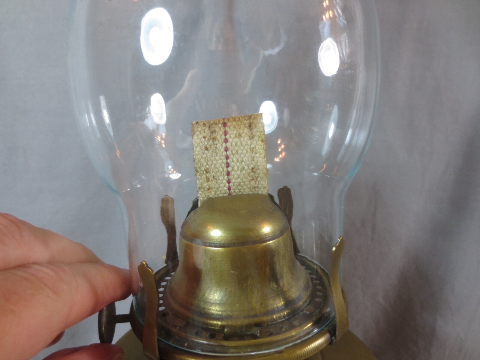 Antique Vintage British Made Oil Lamp & Chimney Shepards Hut Farmhouse