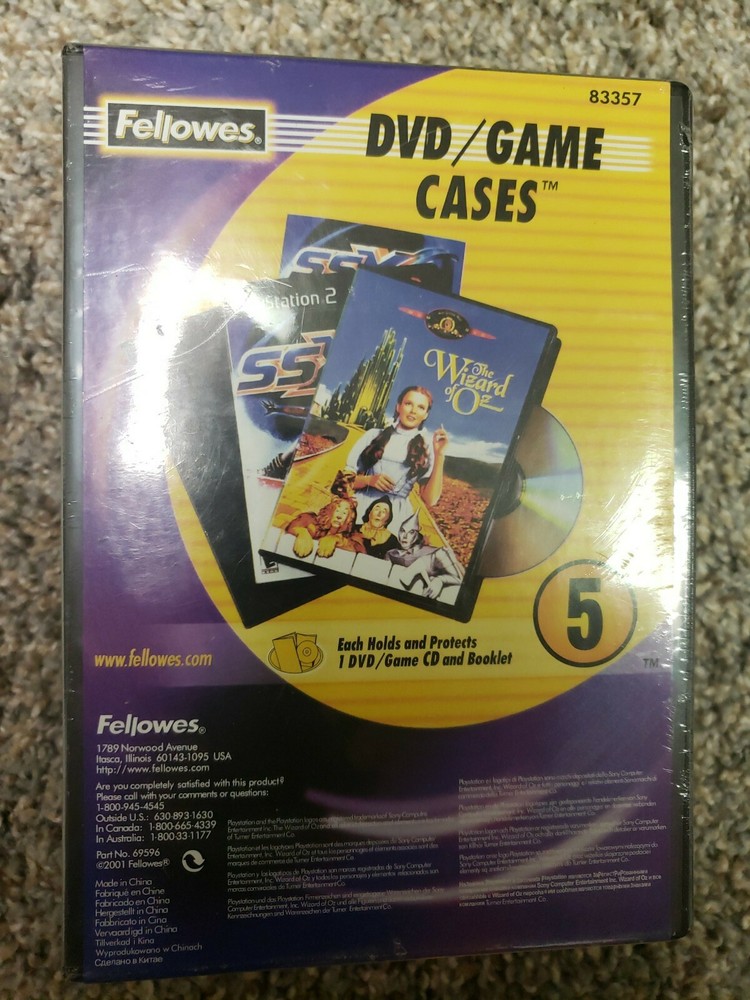Fellowes DVD Game Cases 5-Pack **NEW IN PACKAGE**
