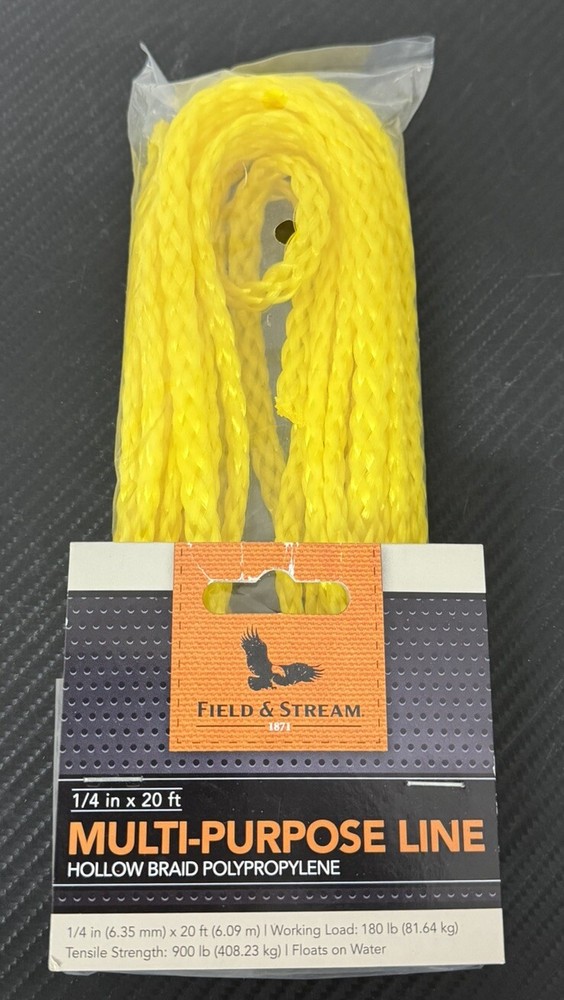 Field & Stream 1/4"x20’ Floating Hollow Braid Rope Multi-Purpose Line