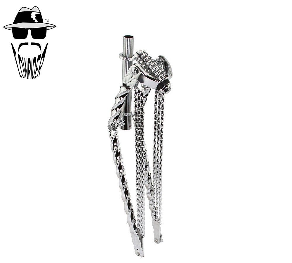 ORIGINAL LOWRIDER 26” Classic Triple Square Twist 1” Threaded Chrome Spring Fork