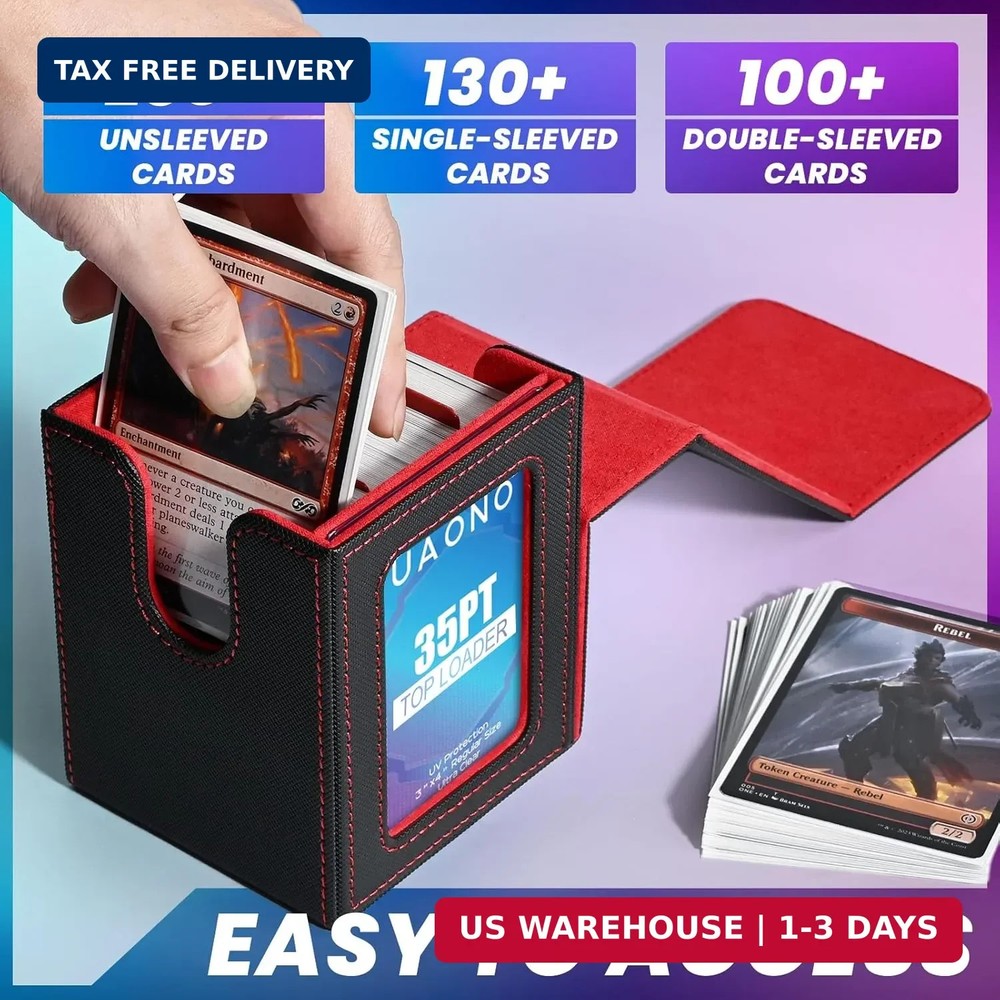 UAONO Card Deck Box with MTG Commander Display, Deck Case Holds 100+ Double-Slee