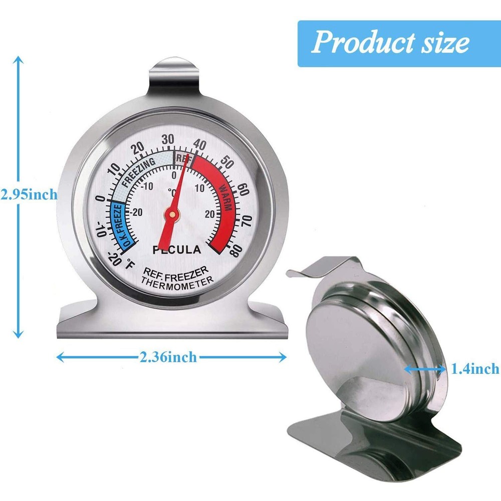 2 Pack Refrigerator Thermometer, Blue, Red