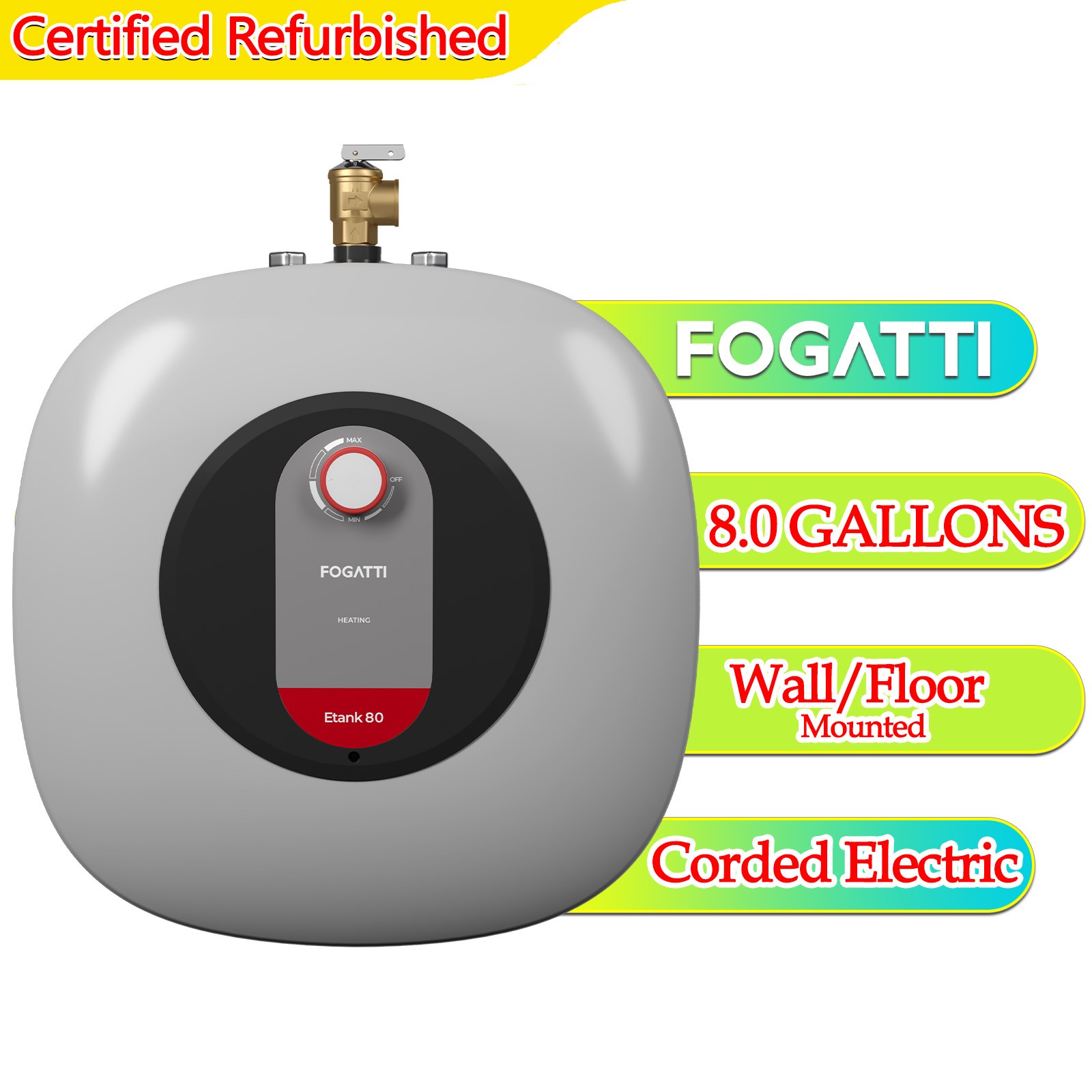 【90% NEW】1440W 8.0 Gallon Electric Mini Tank Water Heater Instant Hot Water