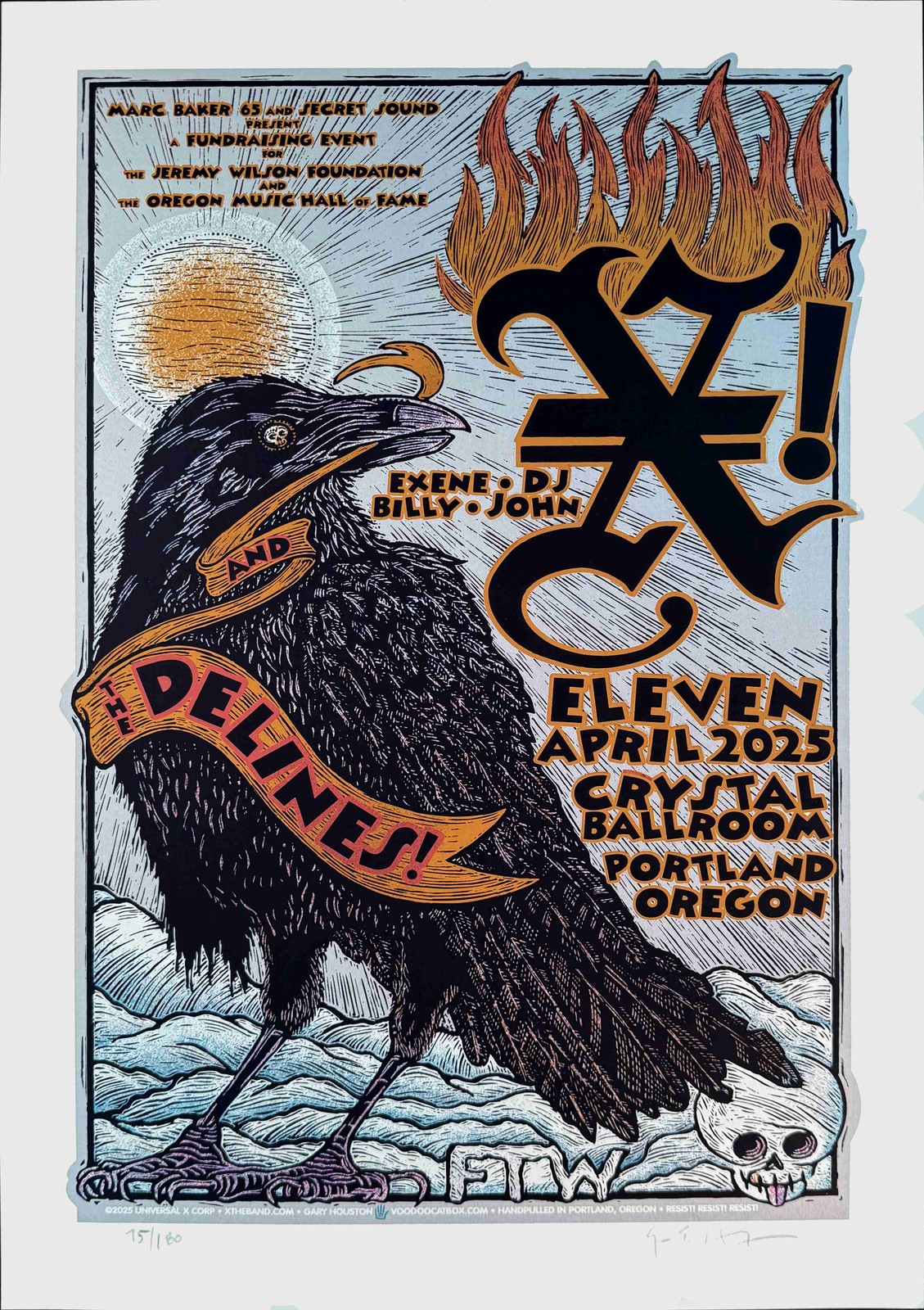 X Exene, DJ, Billy, John + The Delines Crystal Ballroom 2025 Signed Gary Houston