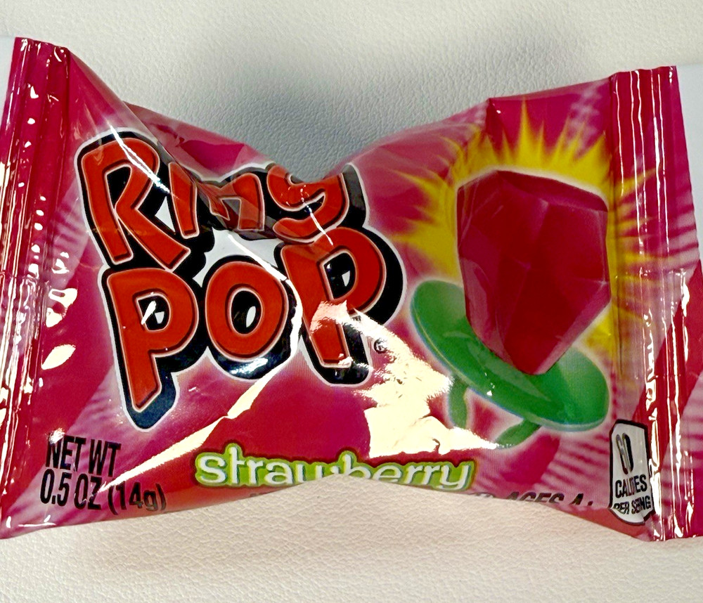 Strawberry Ring Pop Candy Individually Wrapped Lollipop