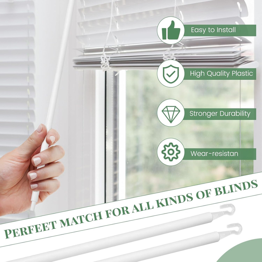2 Sets 24Inch Blind Wand Replacement with Hook, Blind Opener Horizontal Window B