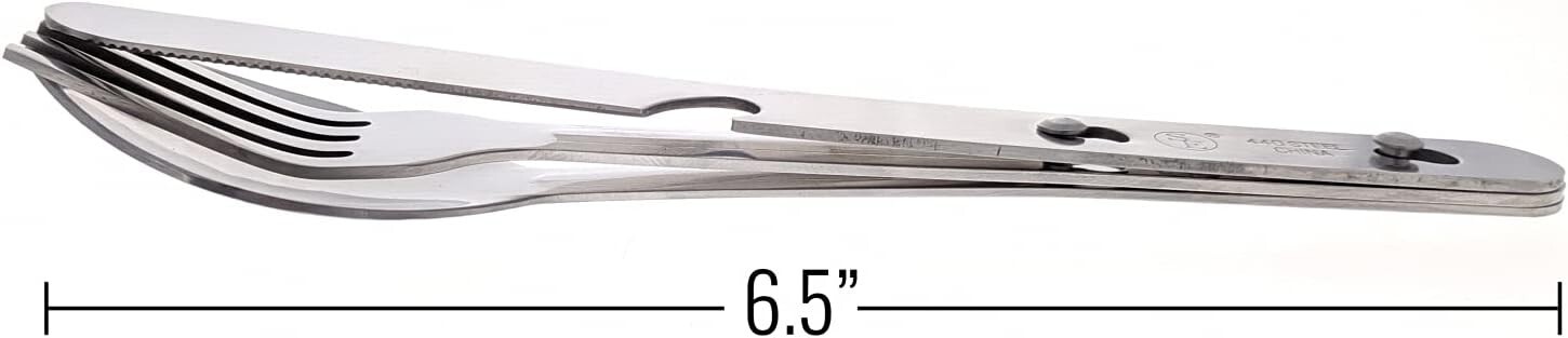 SE 4-in-1 Detachable Stainless Steel Utensil Set Spoon Fork Knife Bottle Opener