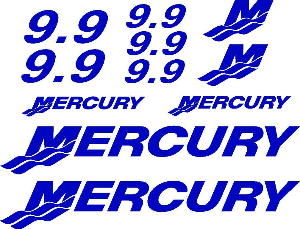(11pc) Set of 9.9 Hp Mercury outboard boat cowling decal set custom color choice
