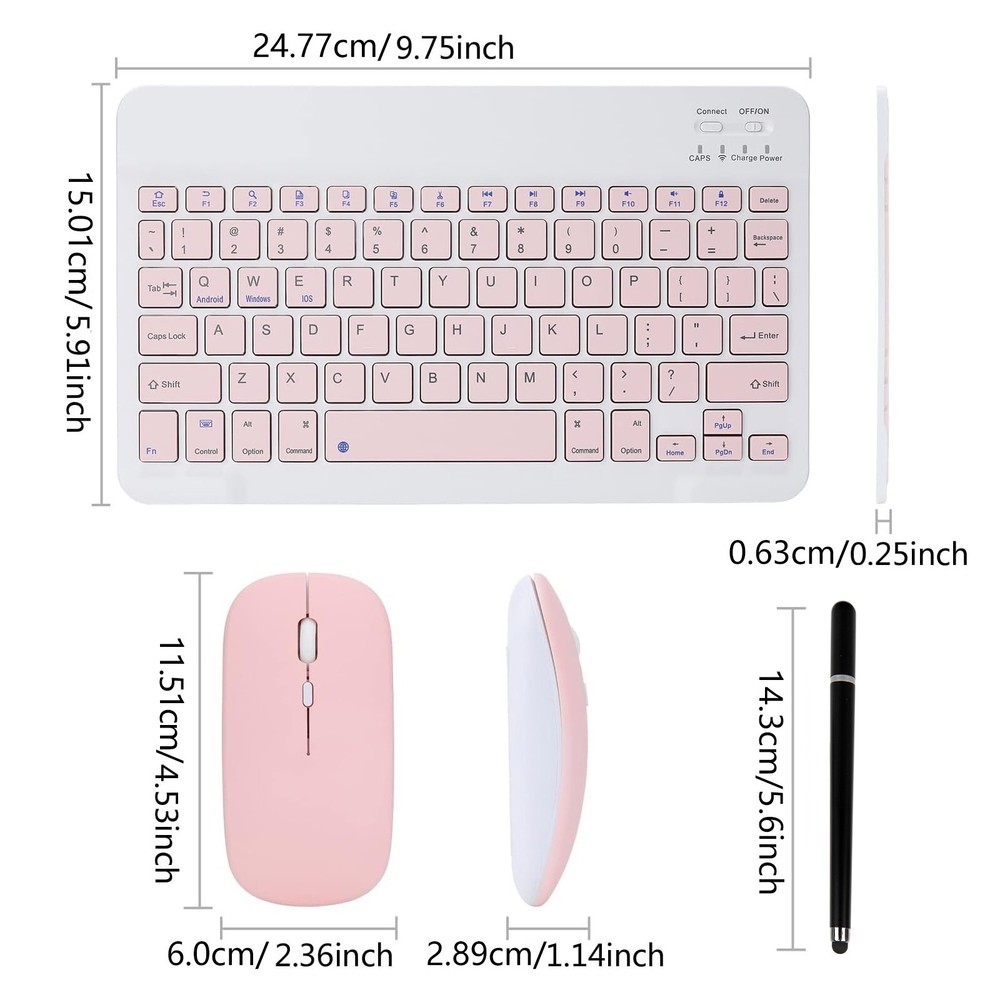 Wireless Bluetooth Keyboard Mouse Touch pen Portable for PC/Laptop/iPad/Tablet