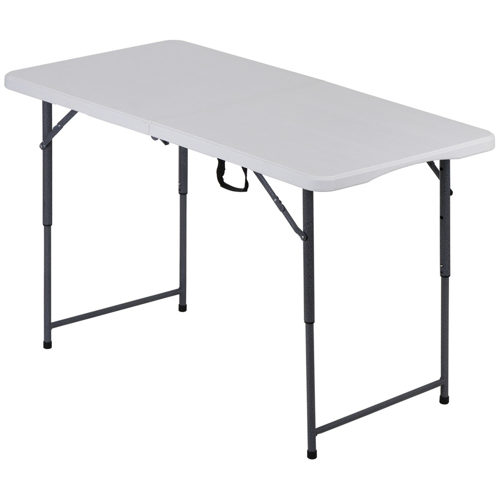 4ft Folding Table Foldable Legs & Adjustable Height Utility Camping Table White