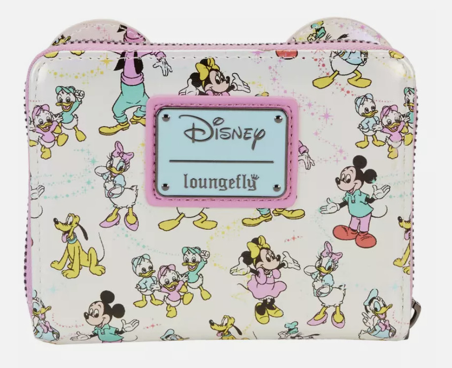 Loungefly Zip Around Wallet Mickey & Friends All Over Print Iridescent Minnie