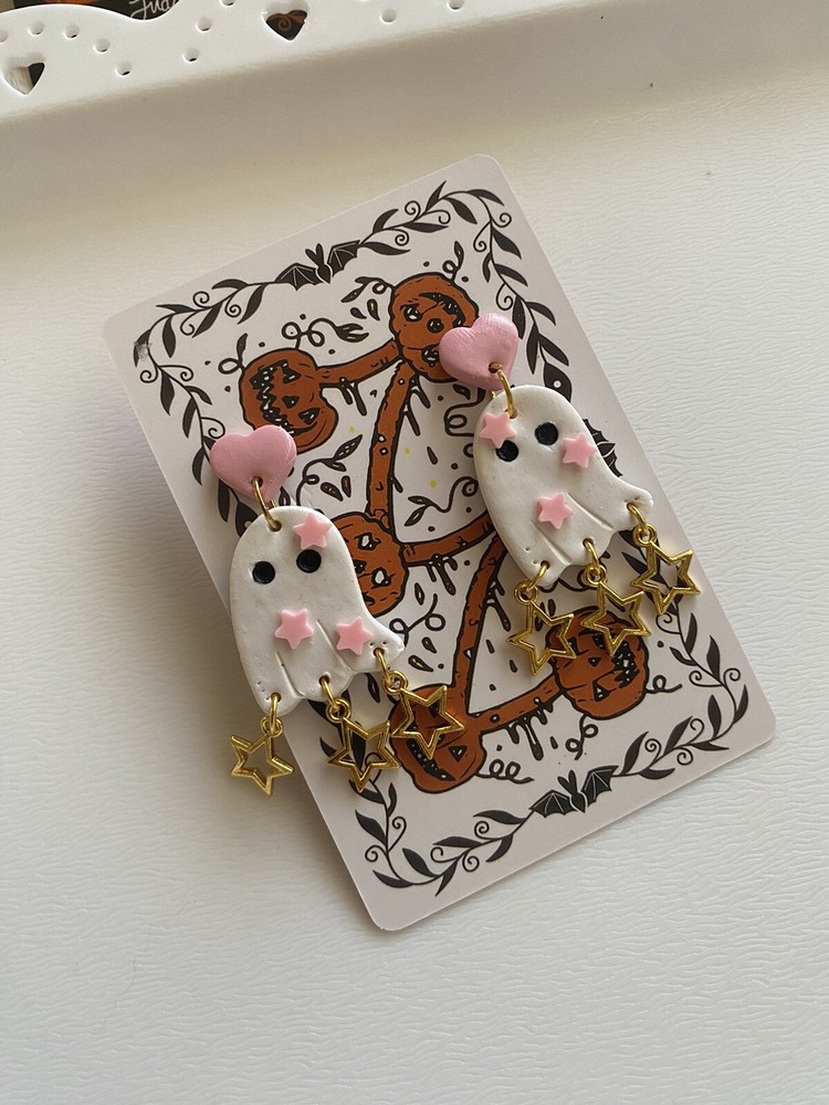 Polymer Clay Earrings/ghost/stars/halloween