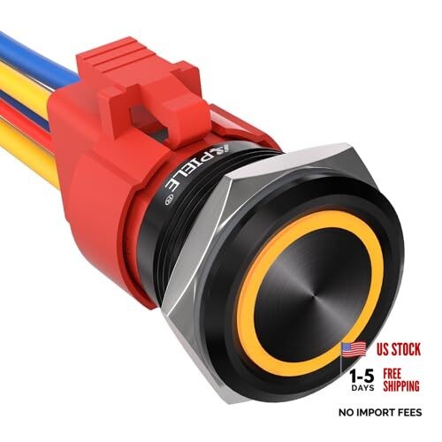 10 Amp 22mm Latching Push Button Switch 10AMP Black Shell Black Shell-Yellow