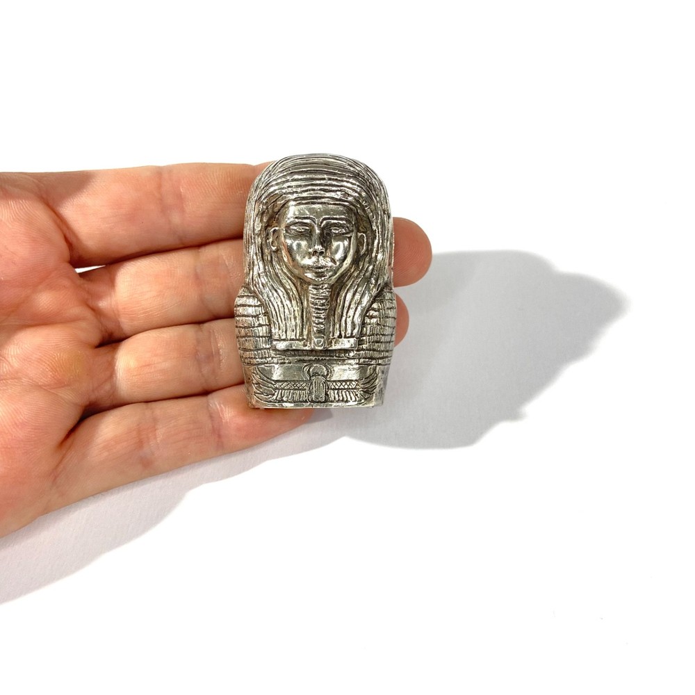 Vintage Heavy Solid Silver Sarcophagus shape Pill Box