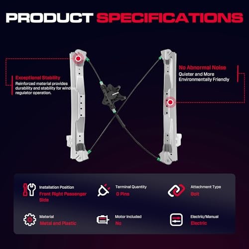 Front Passenger Side Power Window Regulator Without Motor Front Passenger (RH)