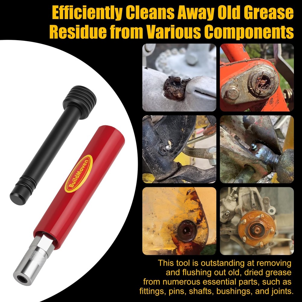 BuildMaven Grease Fitting Cleaning Tool -Grease Zerk Cleaner, Red