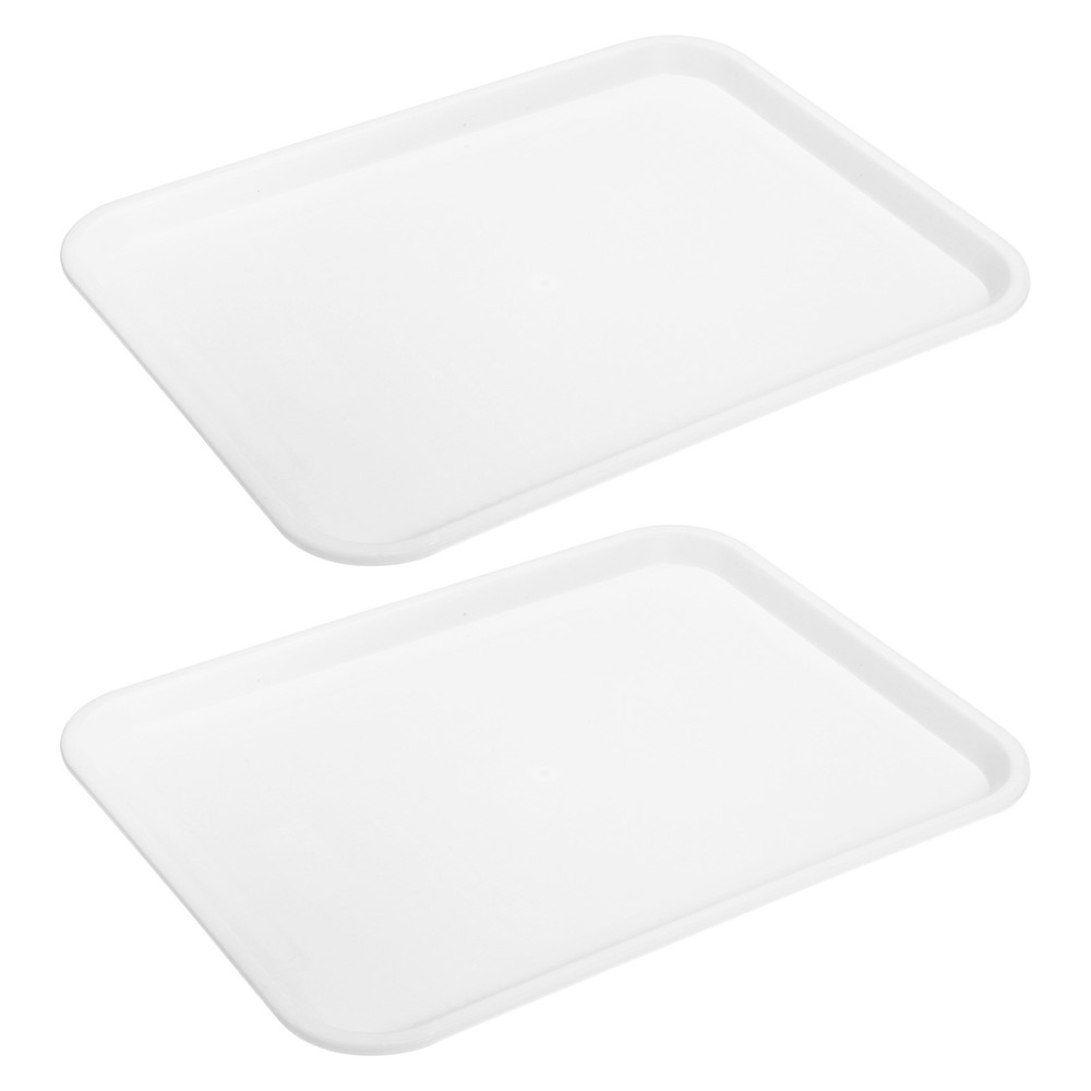 2Pcs 14" x 18" Plastic Fast Food Trays Bulk Rectangular Serving Trays, White