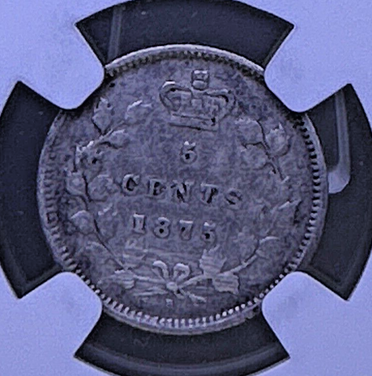 1875H Canada 5c FIVE CENTS NGC VF DETAILS LARGE DATE