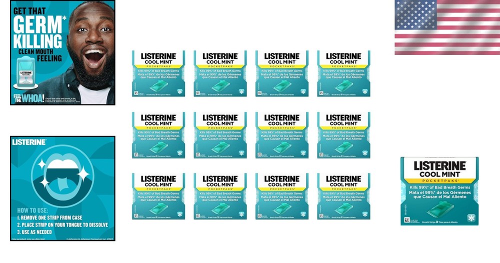 12-Pack Cool Mint Breath Strips – Dissolve Instantly for Immediate Fresh Breath
