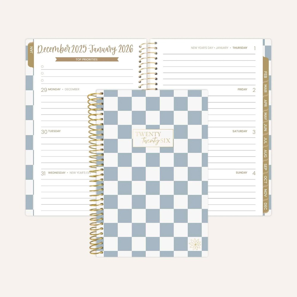 bloom daily planners 2026 Soft Cover Planner, 4" x 6", Checkered