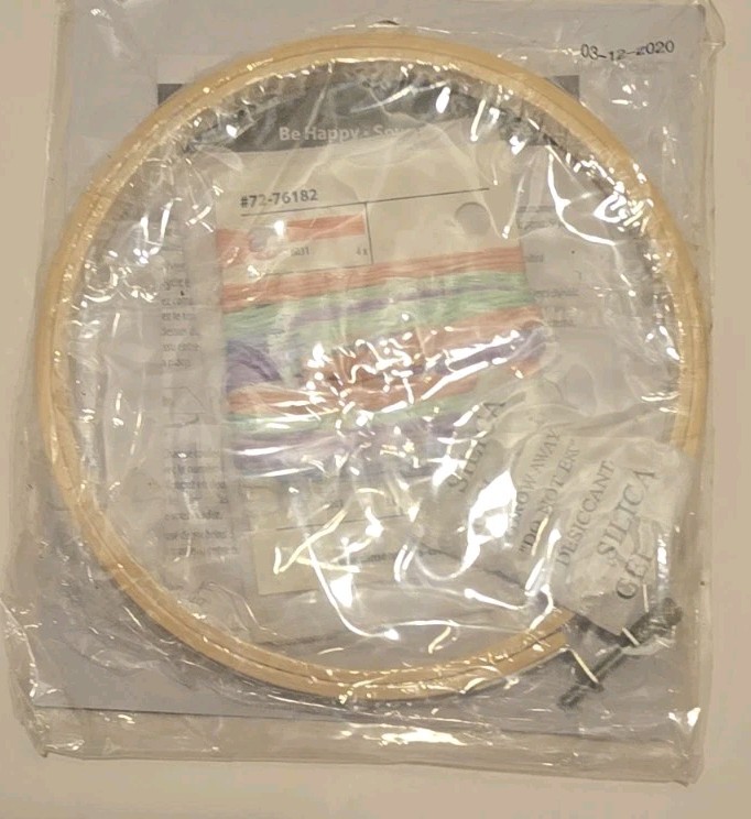 Be Happy rainbow EMBROIDERY PROJECT KIT W/HOOP dimensions