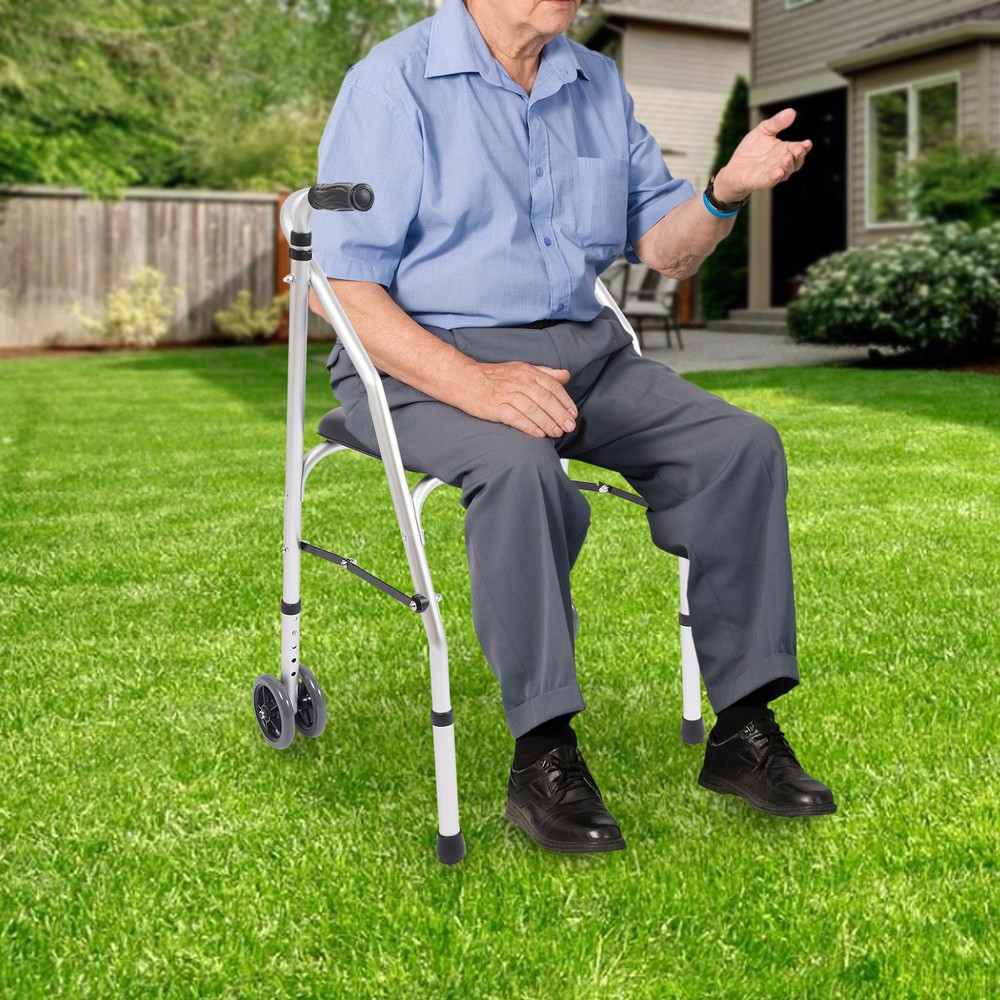 Adjustable Height Walker Folding Walker Floorstanding Foldable Chair 48-58cm