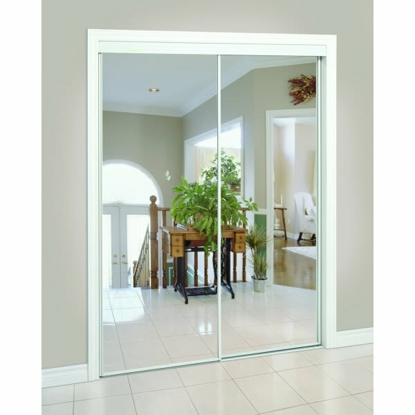 96" X 80" Silver Framed Mirror Wardrobe Door
