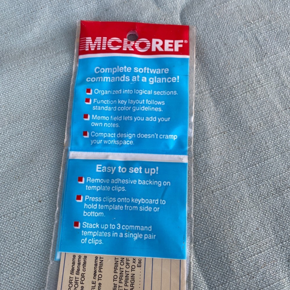 MicroRef Keyboard Template Kit dBase III Plus NEW Vintage PC Computer 18" Long