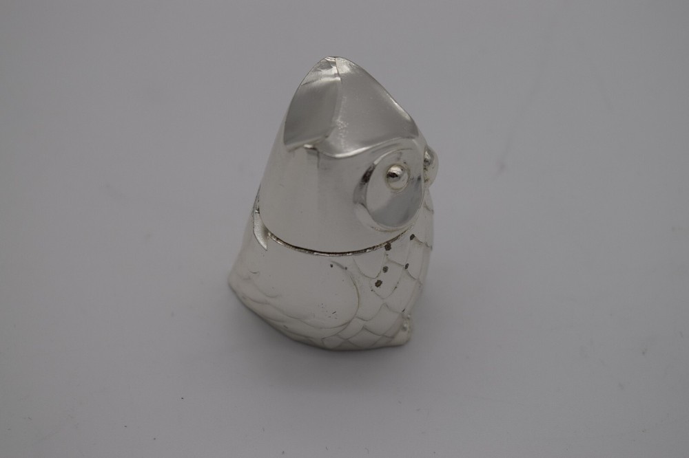 Wm A Rogers Oneida Silverplated Owl Saltcellar Lined , w/Spoon NIB