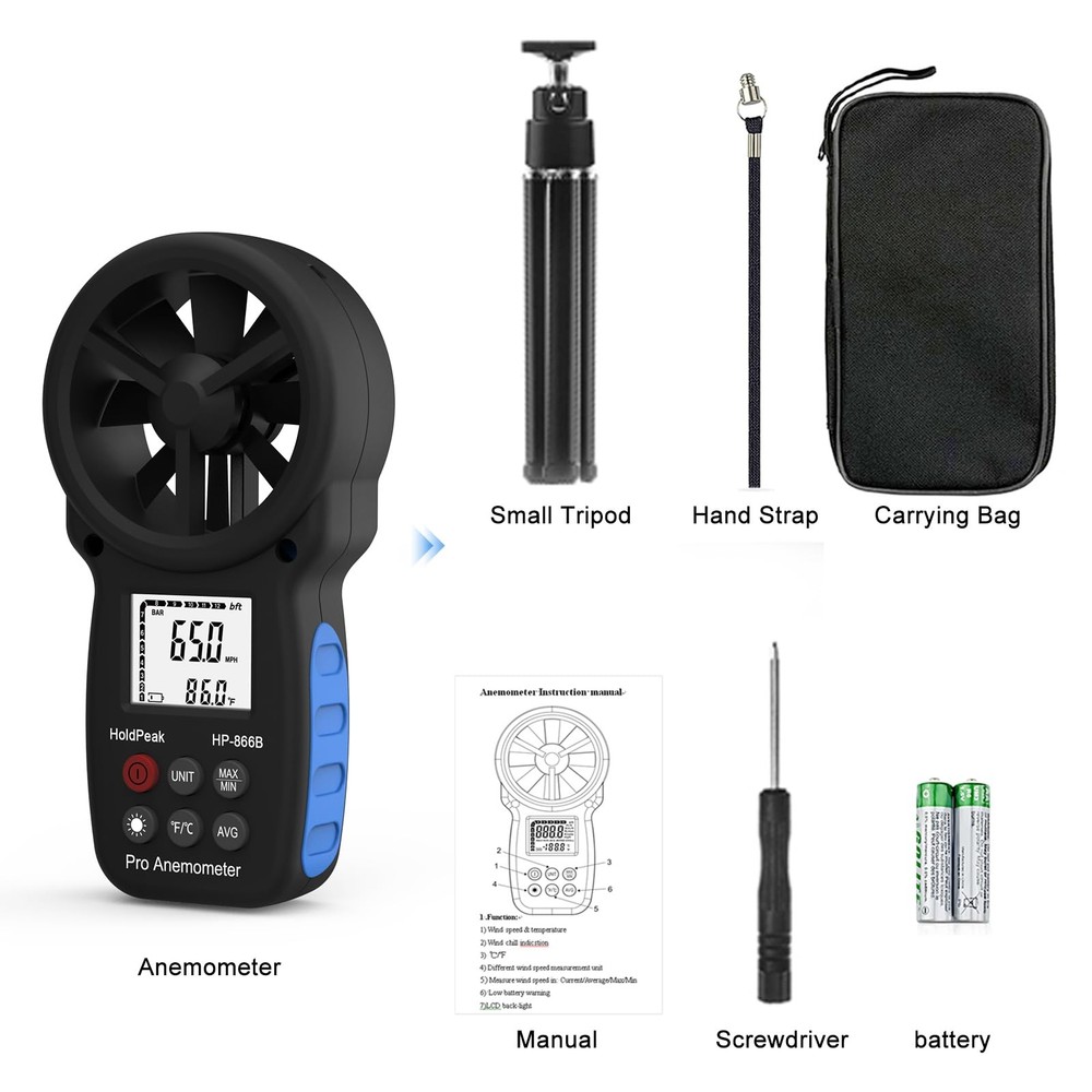 Anemometer Anemometer, Digital Wind Speed Meter, Wind Speed...