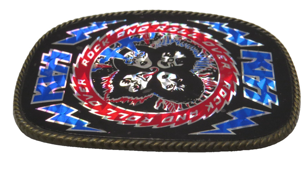 KISS ROCK AND ROLL OVER BELT BUCKLE MADE IN MEXICO 1970'S