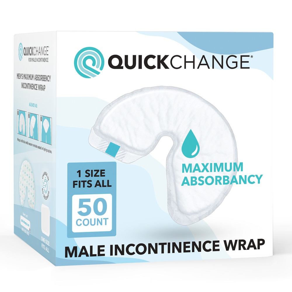 QuickChange Men's Incontinence Wrap | Maximum Absorbency | One-Size | 50 Count