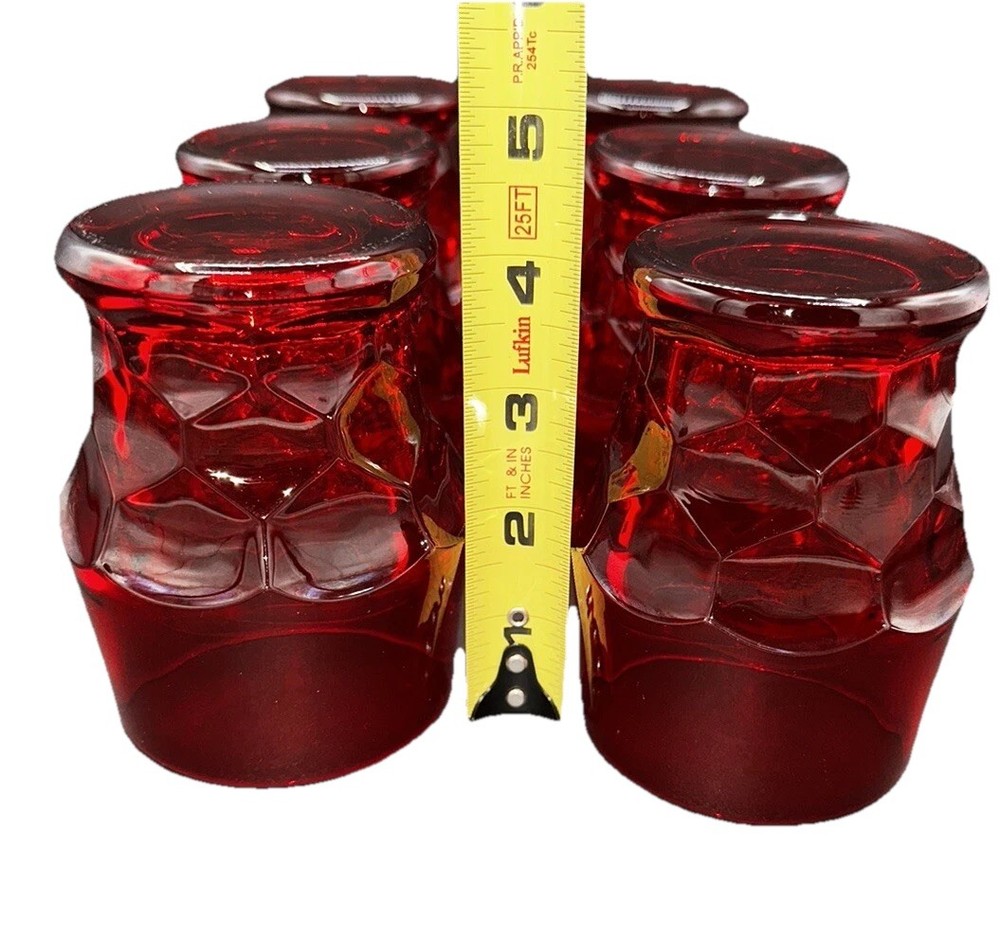 Vintage Glasses Honey Comb Pattern by Viking (6) Ruby Red