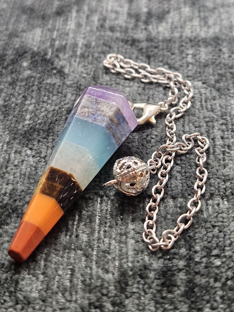 Multi-Stone Chakra Healing Crystal Pendulum with Chain