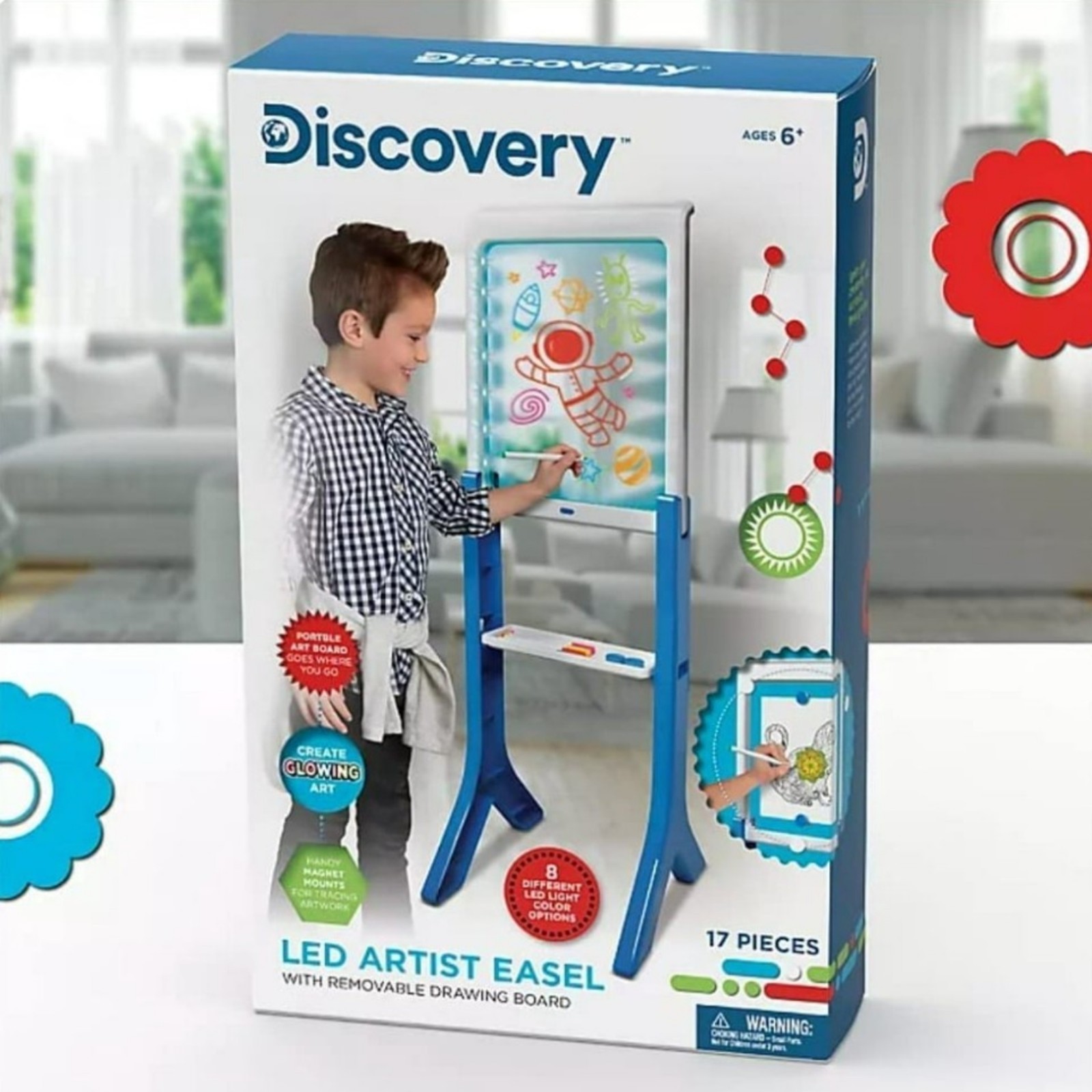 Discovery LED Artist Easel Removable Glow-in-The-Dark Portable Tablet Art Board