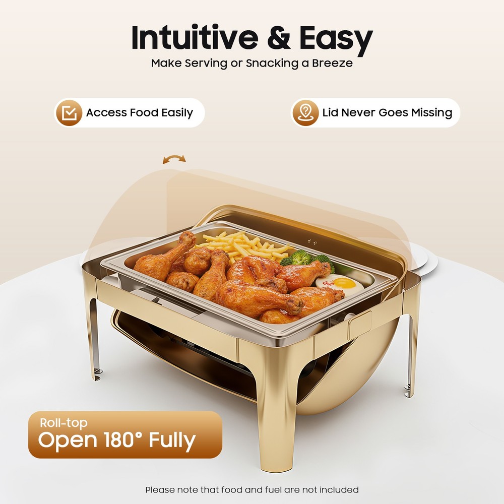 9L Buffet Server BBQ Chafing Dishes Rectangular Stainless Warming Trays Kitchen