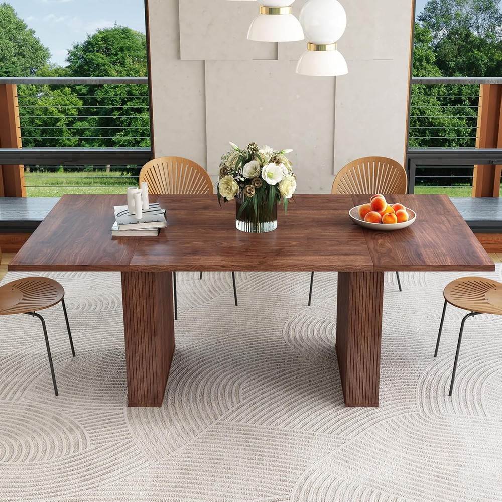 78 Inch Dining Table for 6 8 10, Modern Farmhouse Rectangular Kitchen